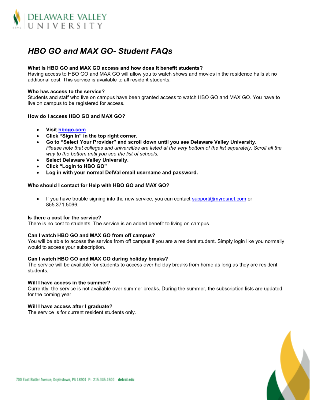 HBO GO and MAX GO- Student Faqs