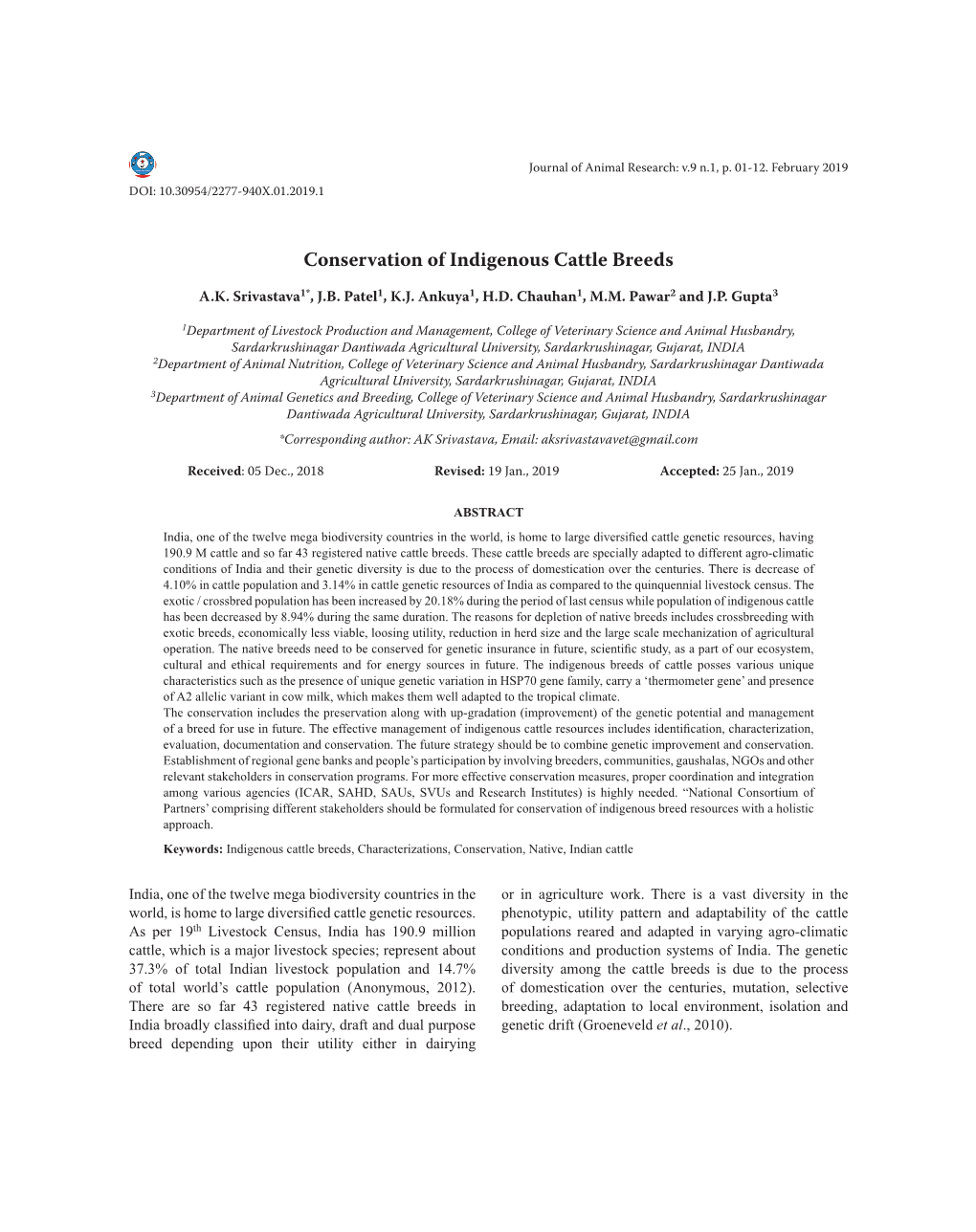 Conservation of Indigenous Cattle Breeds