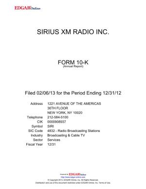 Sirius Xm Radio Inc