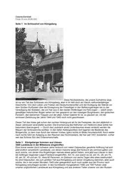 Ostpreußenblatt Seite 1 Im Schlosshof Von Königsberg Diese