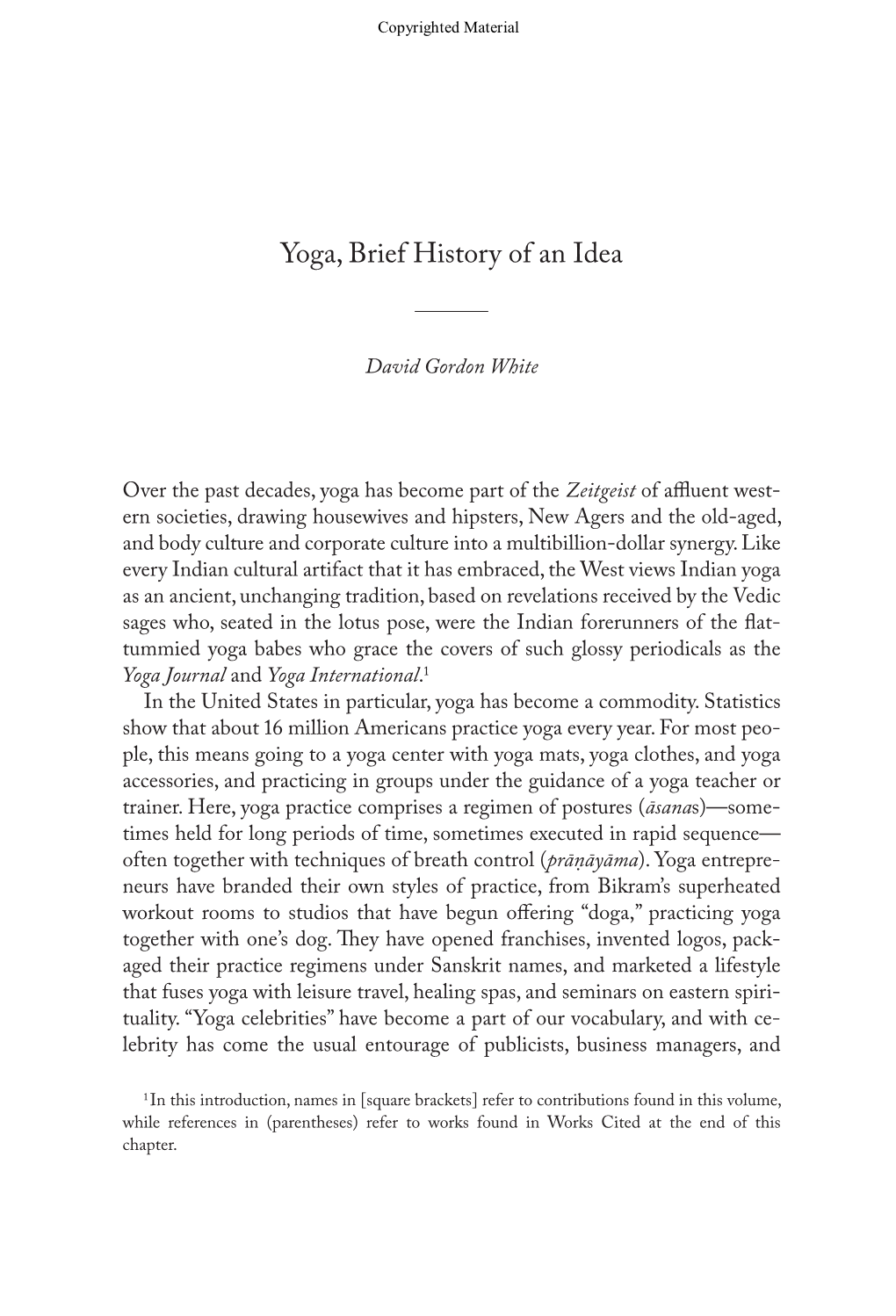 Yoga, Brief History of an Idea