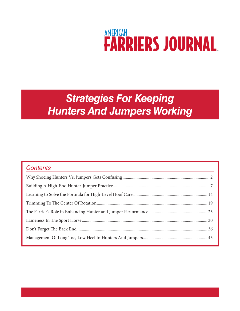 Download — Strategies for Keeping Hunters and Jumpers Working