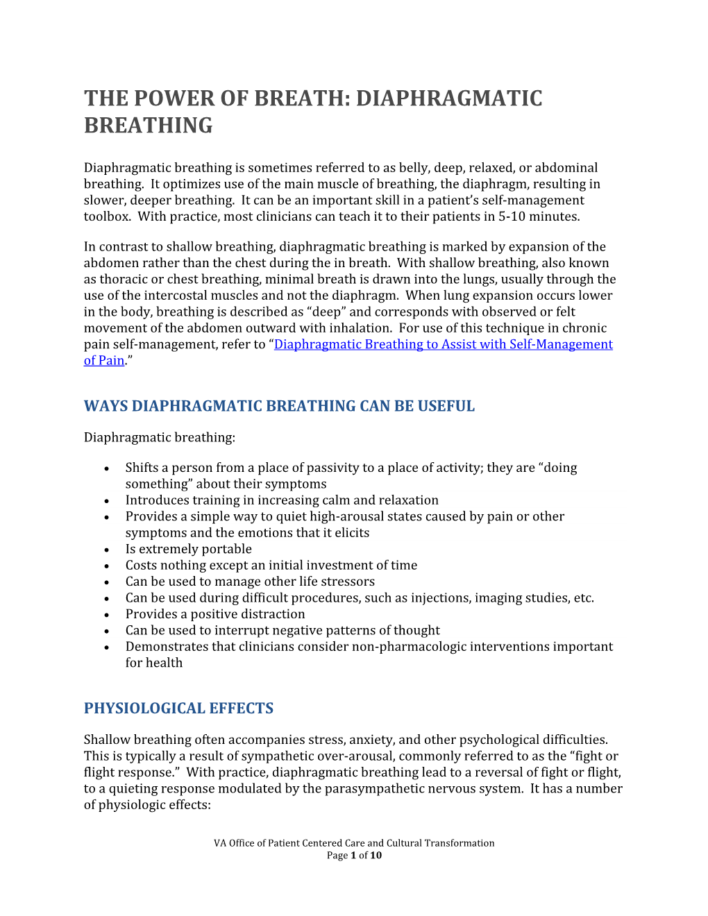 The Power of Breath: Diaphragmatic Breathing