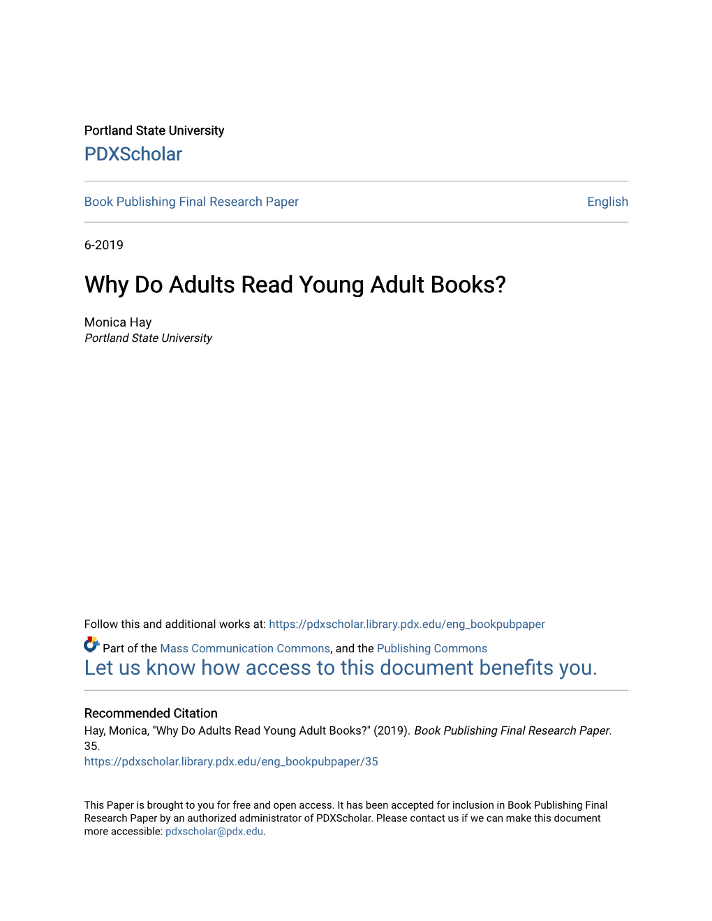 Why Do Adults Read Young Adult Books?