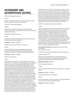 Astronomy and Astrophysics (ASTRO) 1