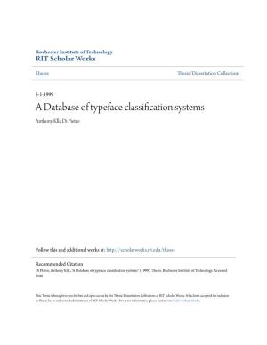 A Database of Typeface Classification Systems Anthony Kllc Di Pietro