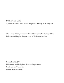 2017 Appropriation and the Analytical Study of Religion