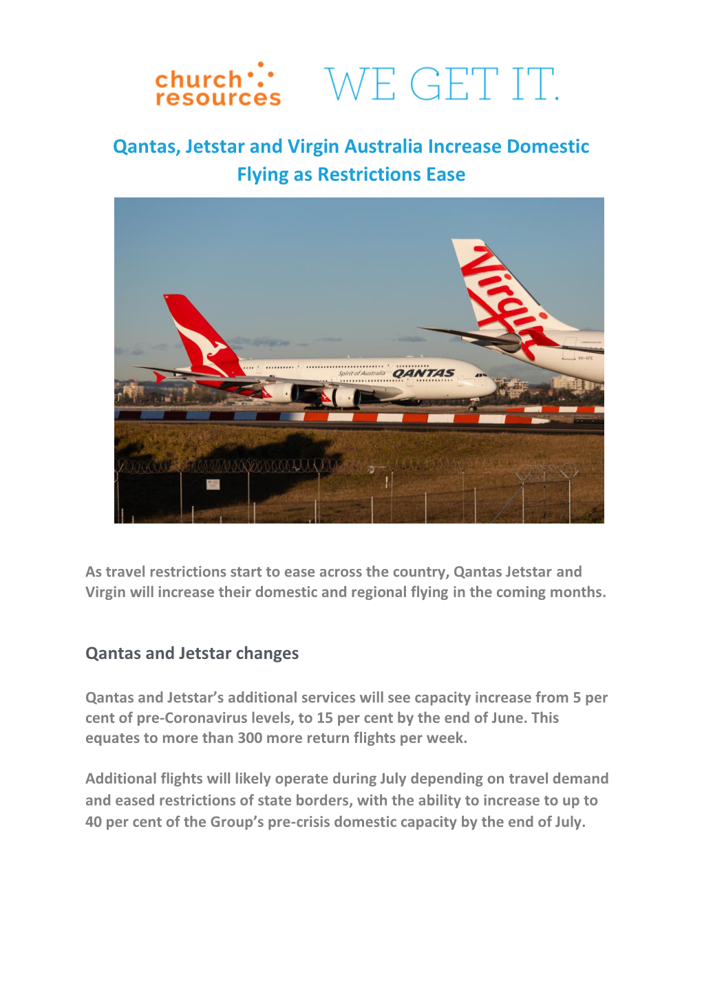 Qantas, Jetstar and Virgin Australia Increase Domestic Flying As Restrictions Ease