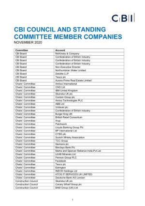 Cbi Council and Standing Committee Member Companies November 2020