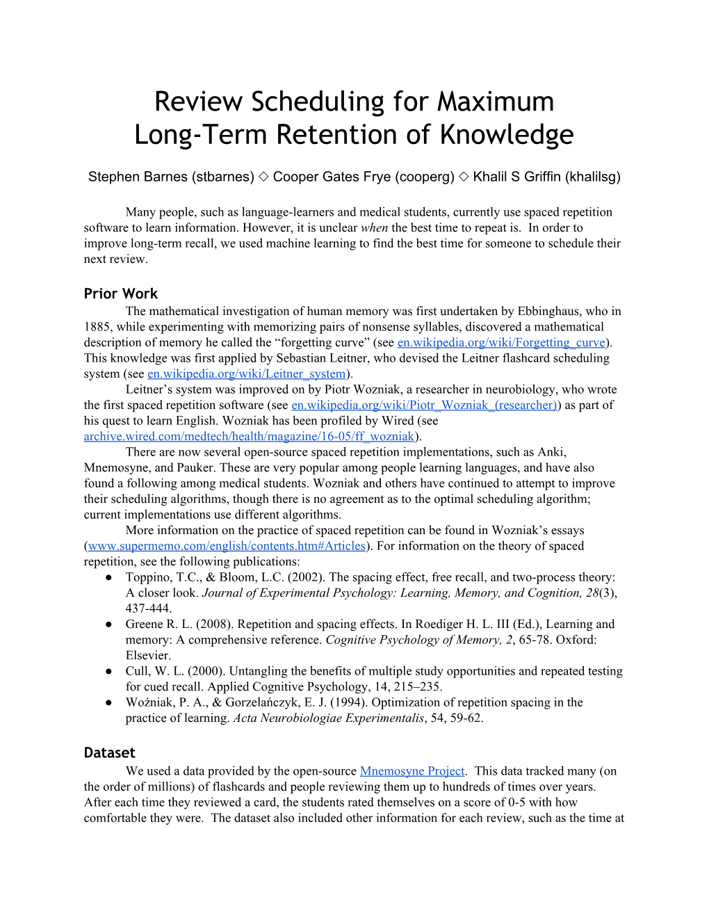 Review Scheduling for Maximum Long-Term Retention of Knowledge