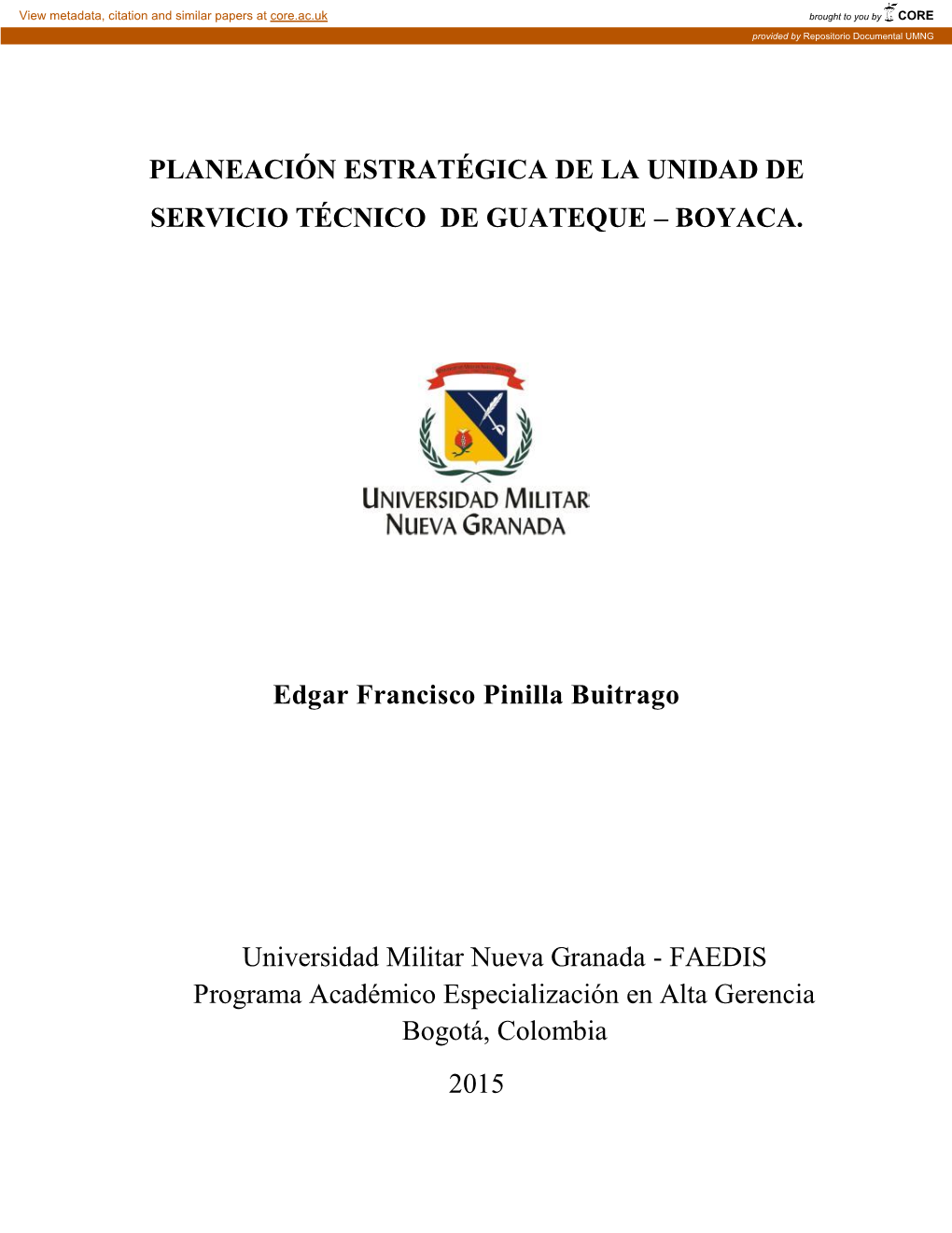 Planeación Estratégica De La Unidad De Servicio Técnico De Guateque – Boyaca