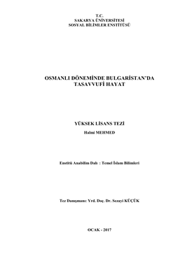 Osmanli Döneminde Bulgaristan'da Tasavvufi