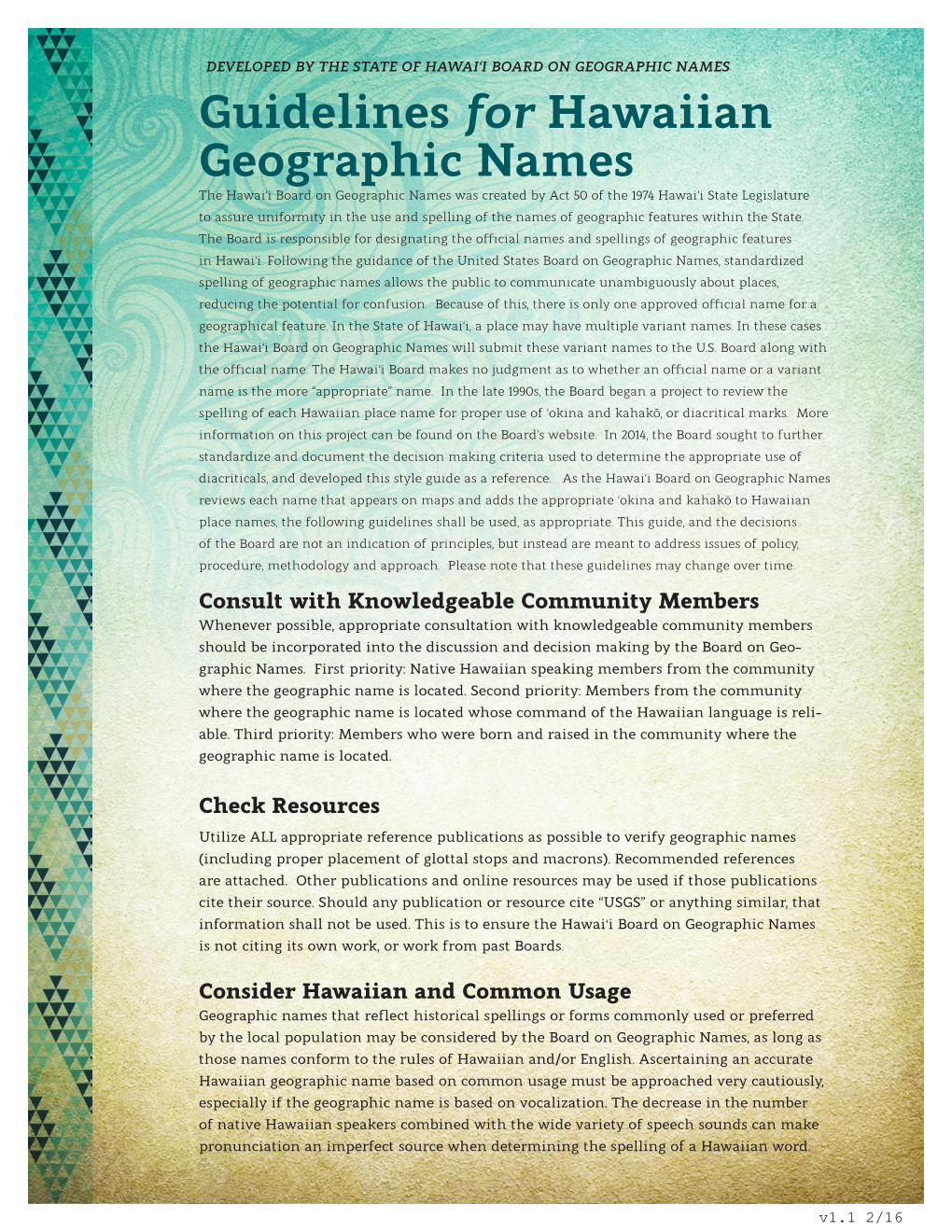 Guidelines for Hawaiian Geographic Names
