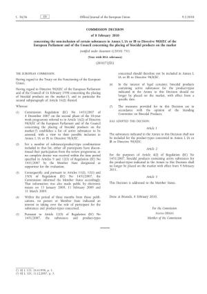 Commission Decision of 8 February 2010 Concerning The