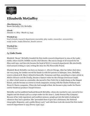 Elizabeth Mcgaffey