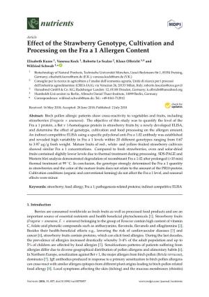 Effect of the Strawberry Genotype, Cultivation and Processing on the Fra a 1 Allergen Content