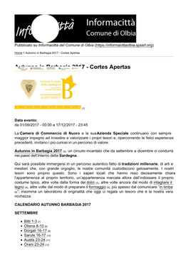 Autunno in Barbagia 2017 - Cortes Apertas