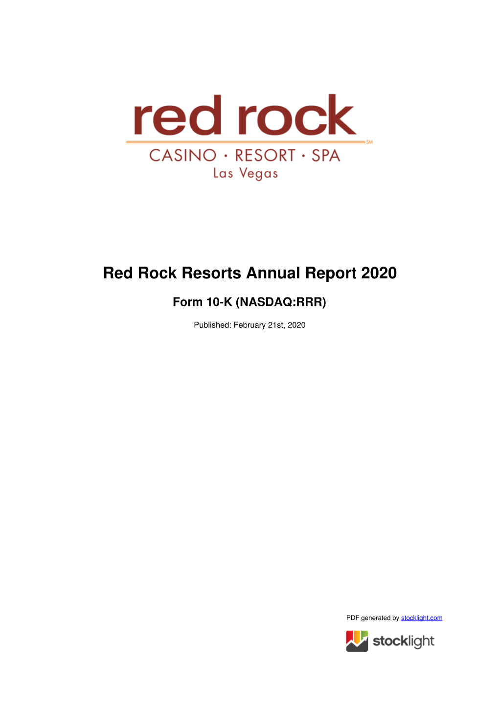 Red Rock Resorts Annual Report 2020
