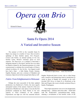 Santa Fe Opera 2014 a Varied and Inventive Season