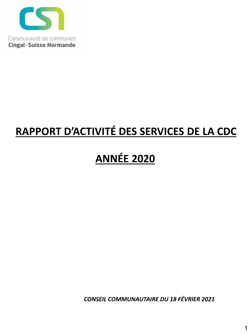 Rapport D'activité Des Services 2020