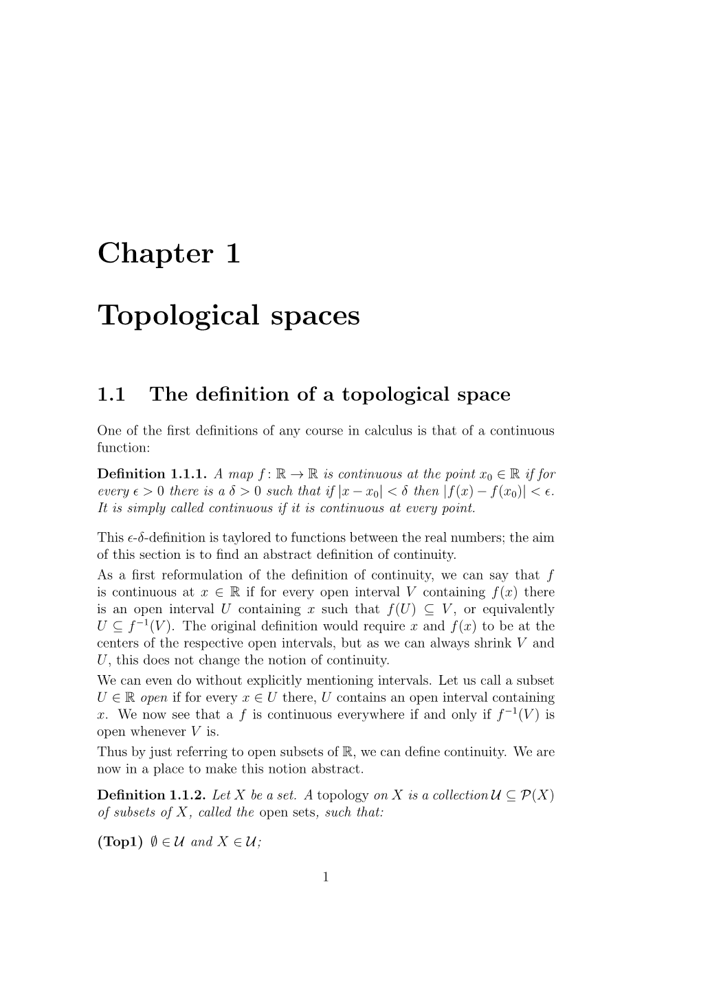 Chapter 1 Topological Spaces