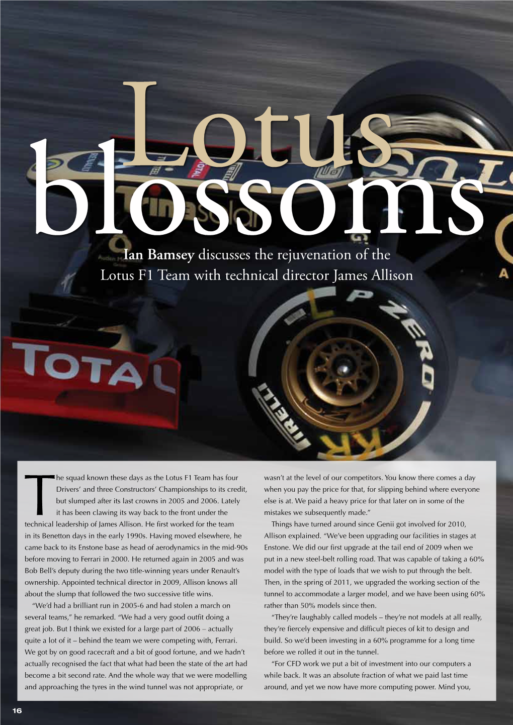 Ian Bamsey Discusses the Rejuvenation of the Lotus F1 Team with Technical Director James Allison