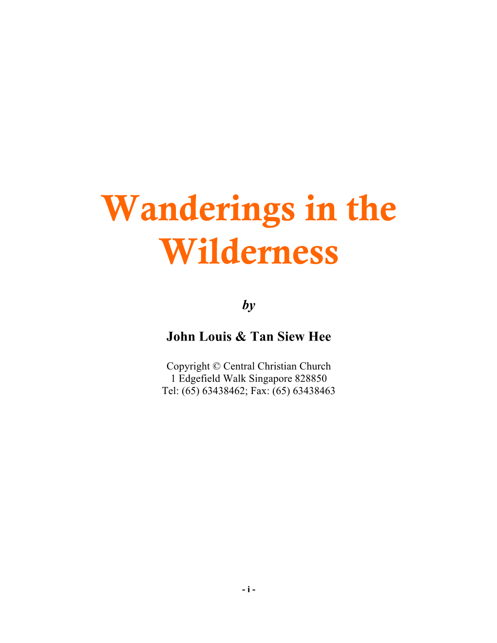 Wanderings in the Wilderness
