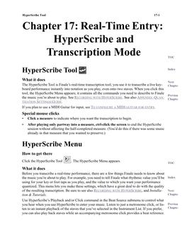 Hyperscribe Tool 17-1 Chapter 17: Real-Time Entry: Hyperscribe and Transcription Mode TOC