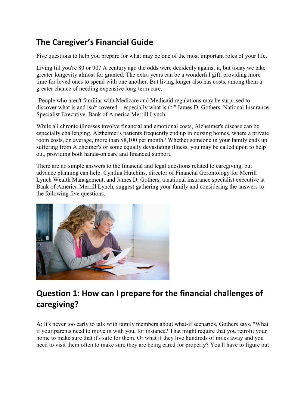 The Caregiver's Financial Guide