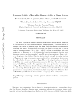 Dynamical Stability of Earth-Like Planetary Orbits in Binary Systems