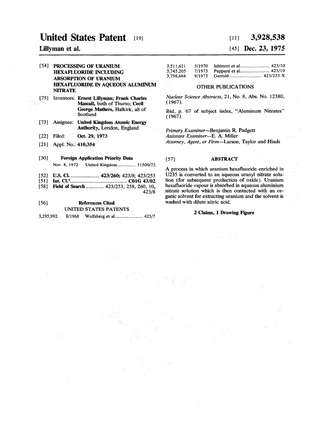United States Patent Im [In 3,928,538 Lillyman Et Al