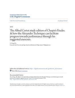 The Alfred Cortot Study Edition of Chopin's Etudes & How The