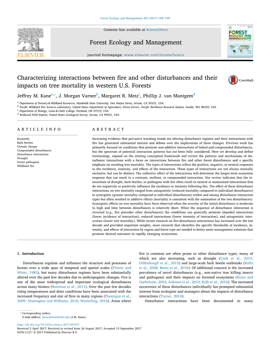 Characterizing Interactions Between Fire and Other Disturbances And