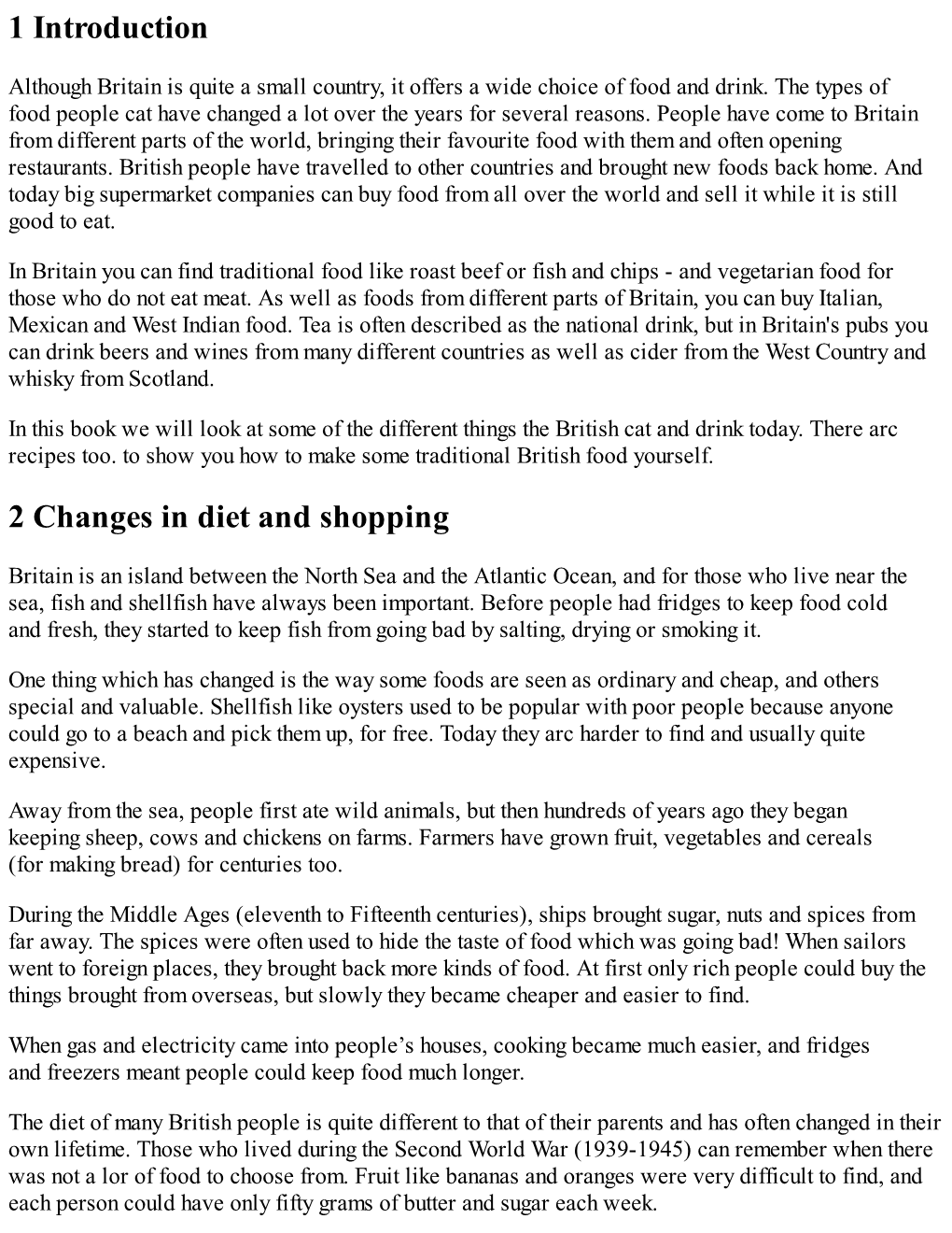 1 Introduction 2 Changes in Diet and Shopping