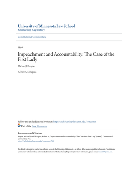 Impeachment and Accountability: the Case of the First Lady