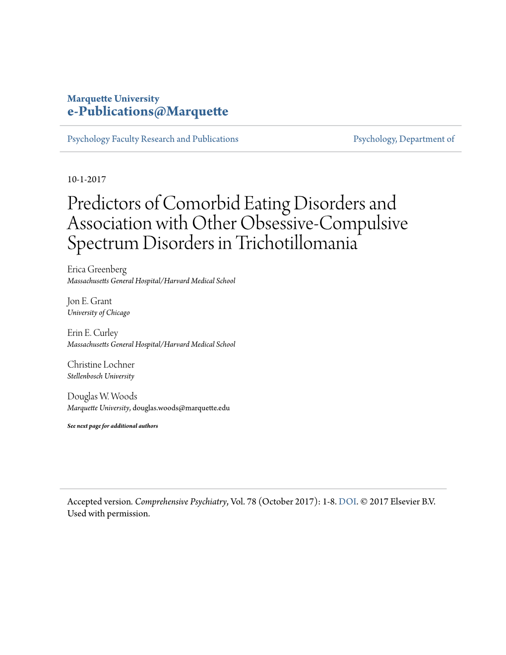 Predictors of Comorbid Eating Disorders and Association