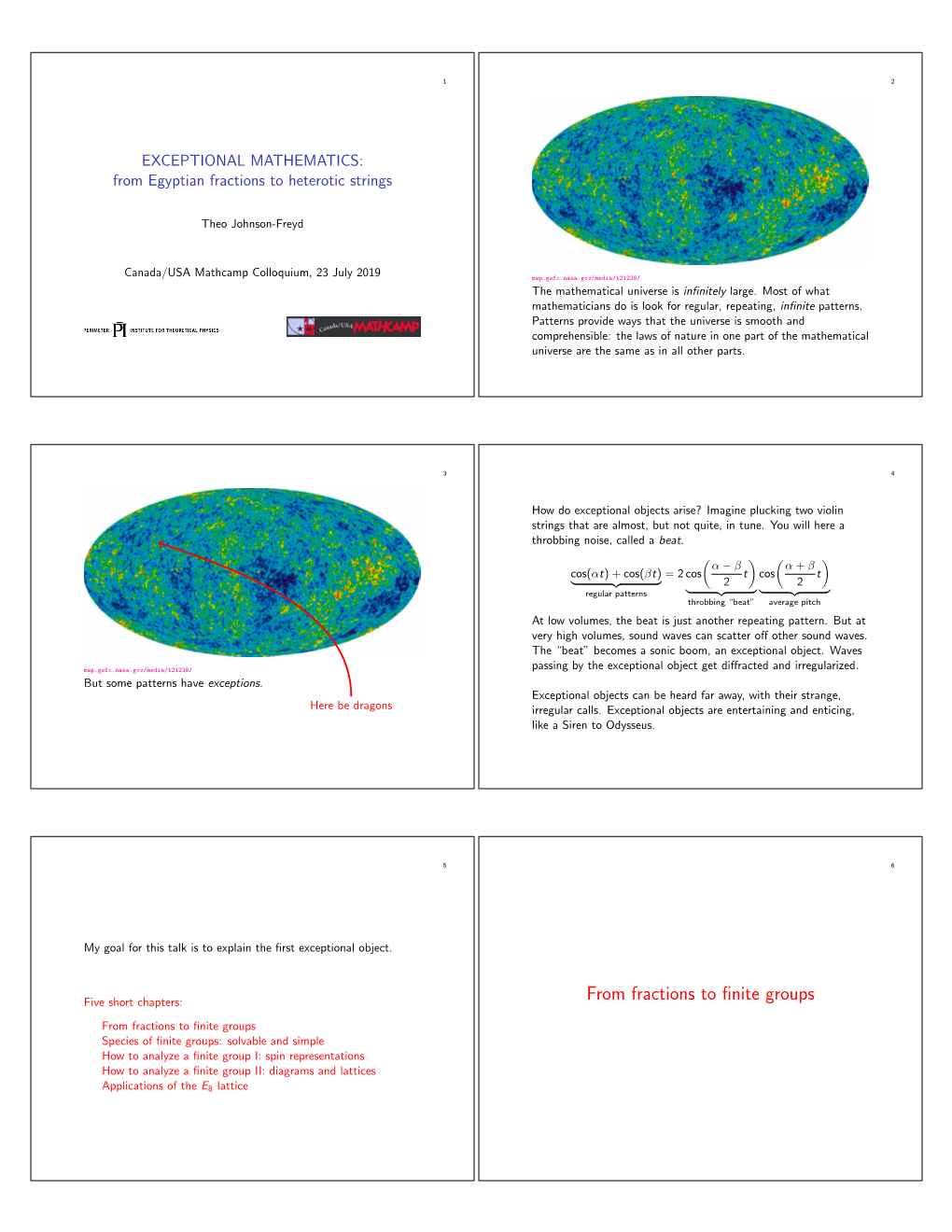 EXCEPTIONAL MATHEMATICS: from Egyptian Fractions to Heterotic Strings