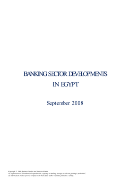 Banking Sector Developments in Eg Y