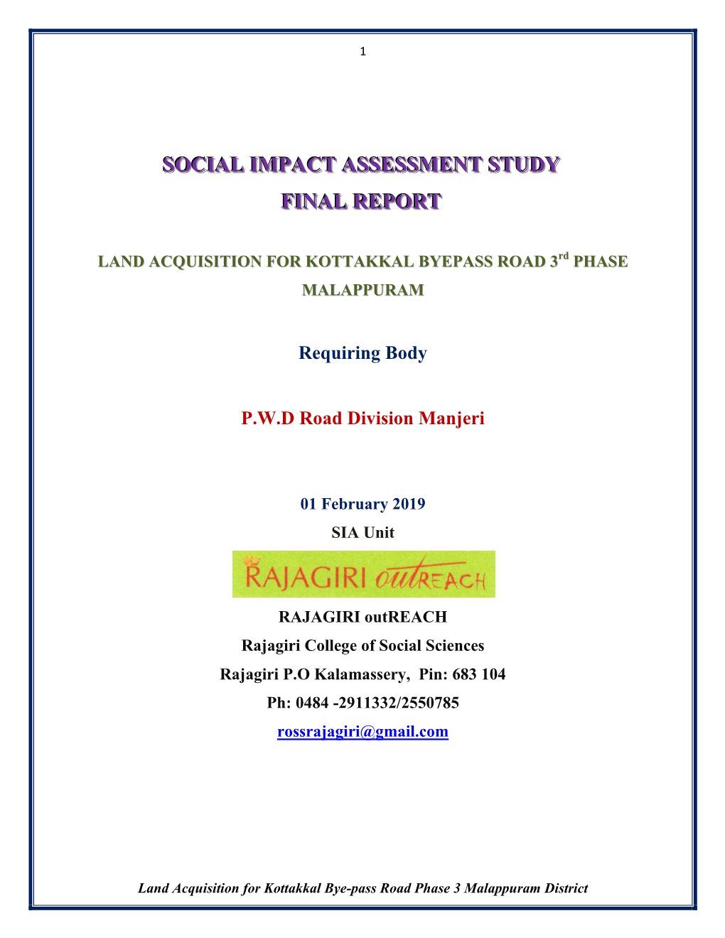 Social Impact Assessment Study Final Report