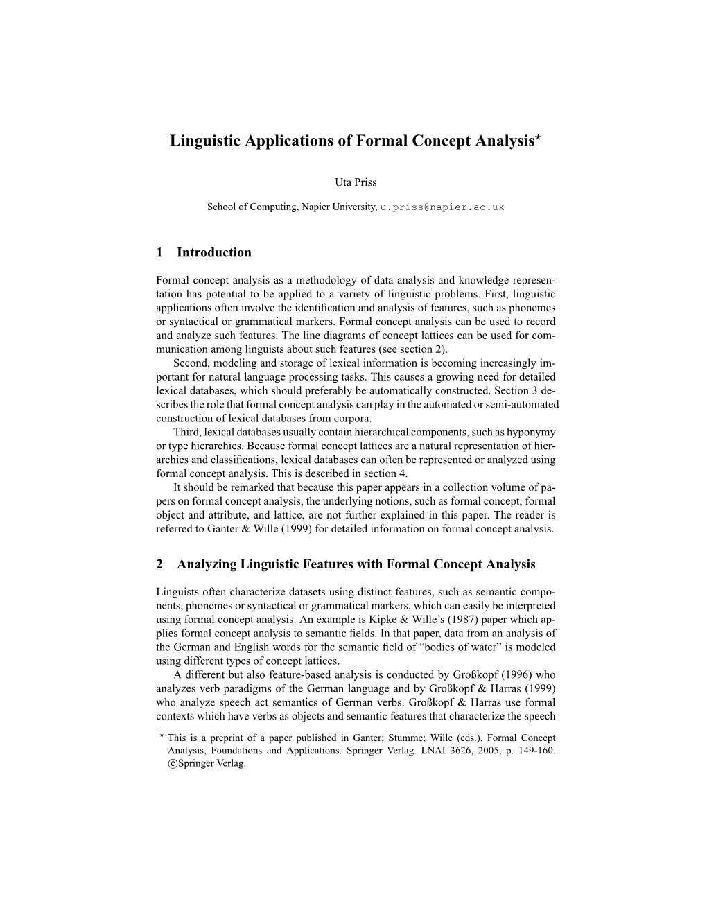 Linguistic Applications of Formal Concept Analysis*