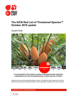 The IUCN Red List of Threatened Species™ October 2010 Update