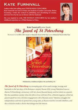 The Jewel of St Petersburg Shortlisted for the RNA 2011 Award for Romantic Novel of the Year and for Historical Novel of the Year