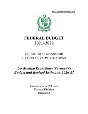 Development Expenditure (Volume-IV) Budget and Revised Estimates 2020-21
