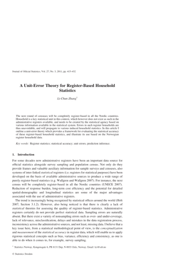 A Unit-Error Theory for Register-Based Household Statistics