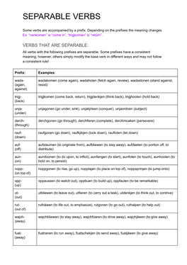 Separable Verbs