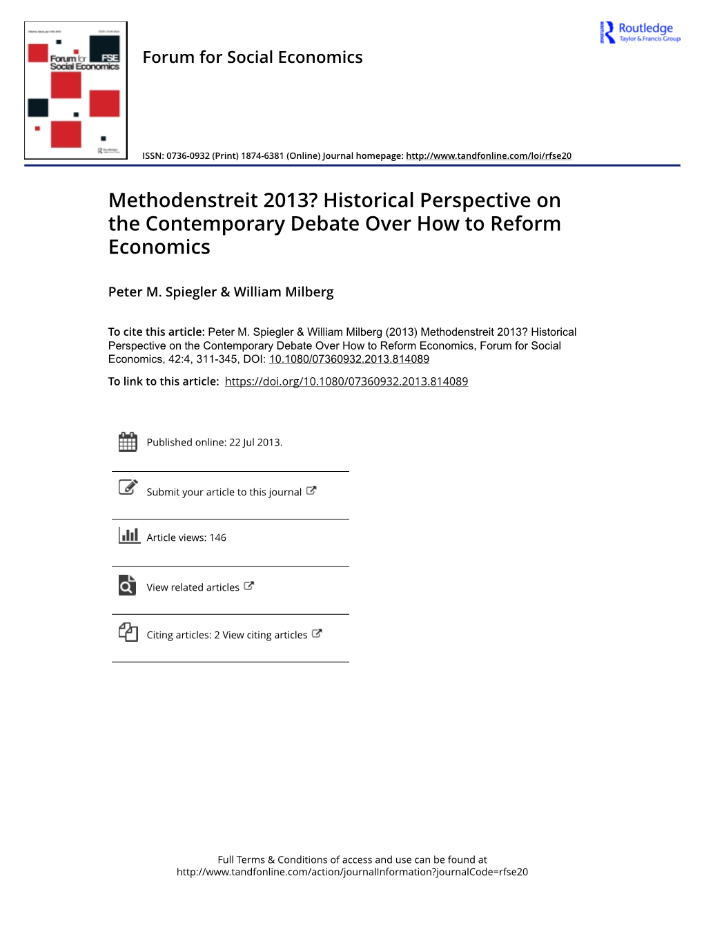 Methodenstreit 2013? Historical Perspective on the Contemporary Debate Over How to Reform Economics