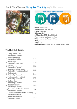 Ike & Tina Turner Living for the City Mp3, Flac