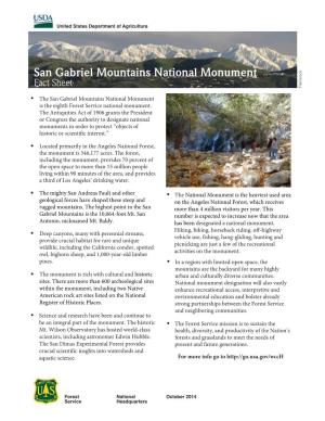 San Gabriel Mountains Fact Sheet