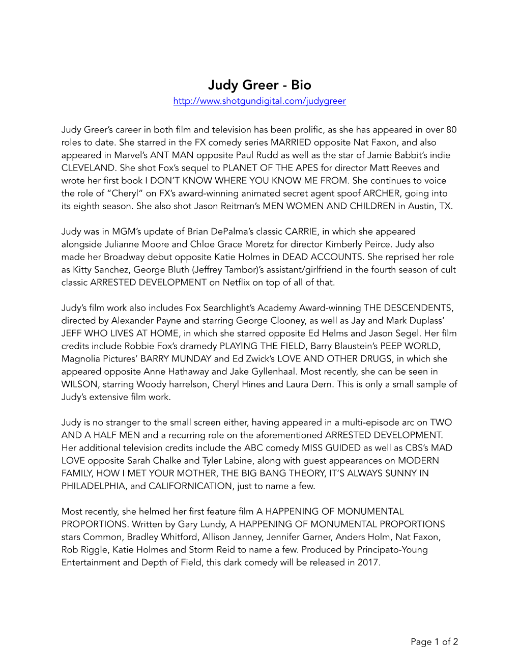Judy Greer - Bio