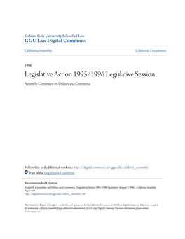 Legislative Action 1995/1996 Legislative Session Assembly Committee on Utilities and Commerce